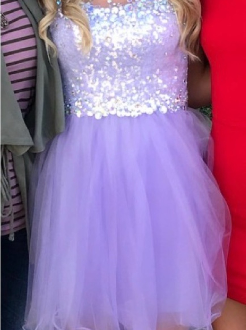 Lilac Sequin Tulle Prom Dress